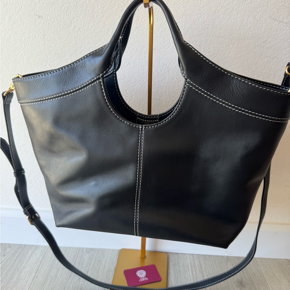 Vince Camuto Black Satchel Bag with Adjustable Strap